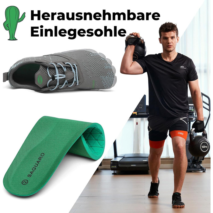 Взуття SAGUARO для трейлраннінгу та активного відпочинку унісекс, Zehenschuhe з нульовим перепадом, розмір 36-48 (EU), сірий