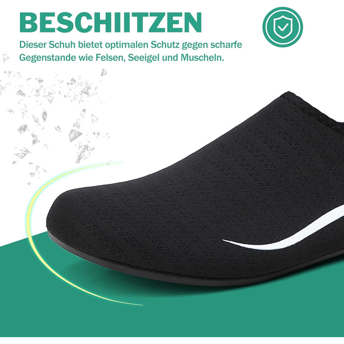 Шкарпетки для плавання та водних видів спорту (чоловічі/жіночі) – дихаючі, швидковисихаючі, розмір 34-47, колір чорний