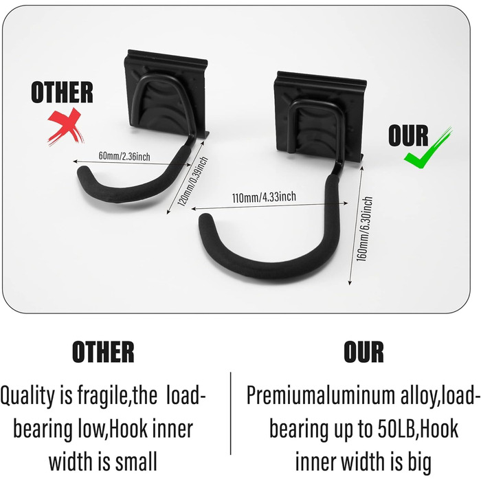 Стійка для зберігання велосипедів на стіну Sinoer на 6 велосипедів та 5 шлемів, з гачками для інструментів, для гаража або дому, вертикальна, внутрішня ширина 90 мм, 3 рейки, 16 дюймів