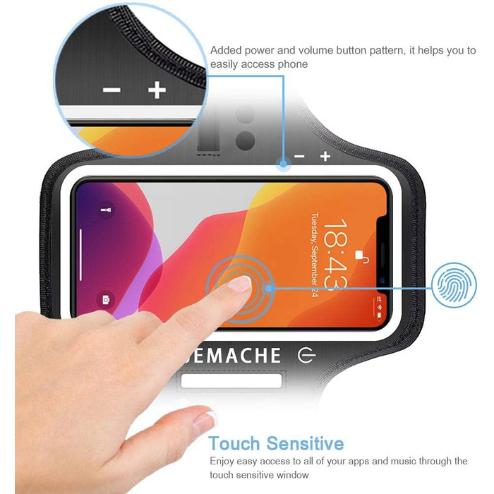 Брелок-тримач для iPhone 16, 15, 14, 13, 12, 11 від JEMACHE для занять спортом та фітнесом (з тримачем для карт)