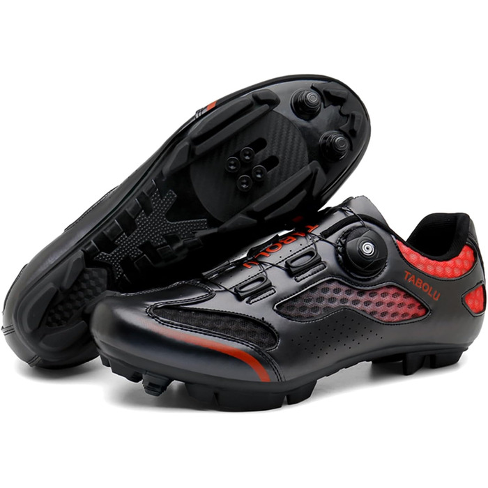 Велосипедні черевики MTB для чоловіків та жінок | Черевики для гірського велосипеда, сумісні з SPD, унісекс | 44 EU, чорний