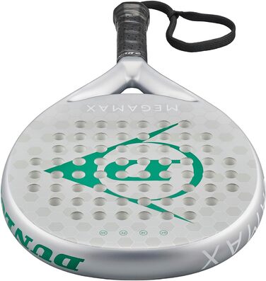 Ракетка для падел Dunlop Megamax Silber/Schwarz/Grün: Графітовий каркас, м'який серцевинний наповнювач Pro Eva, для початківців, кругла форма