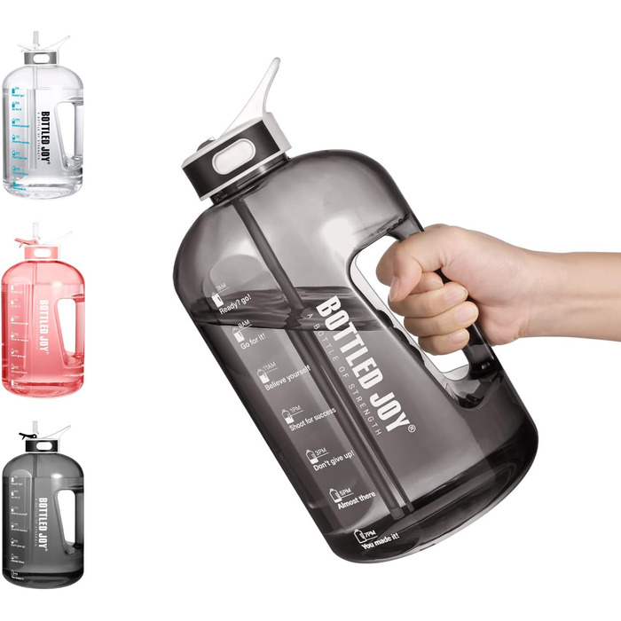 Пляшка для води Acxilexy 2,5 л з трубочкою, BPA-Free, пластикова, з таймерами, для спорту, офісу, дому, герметична