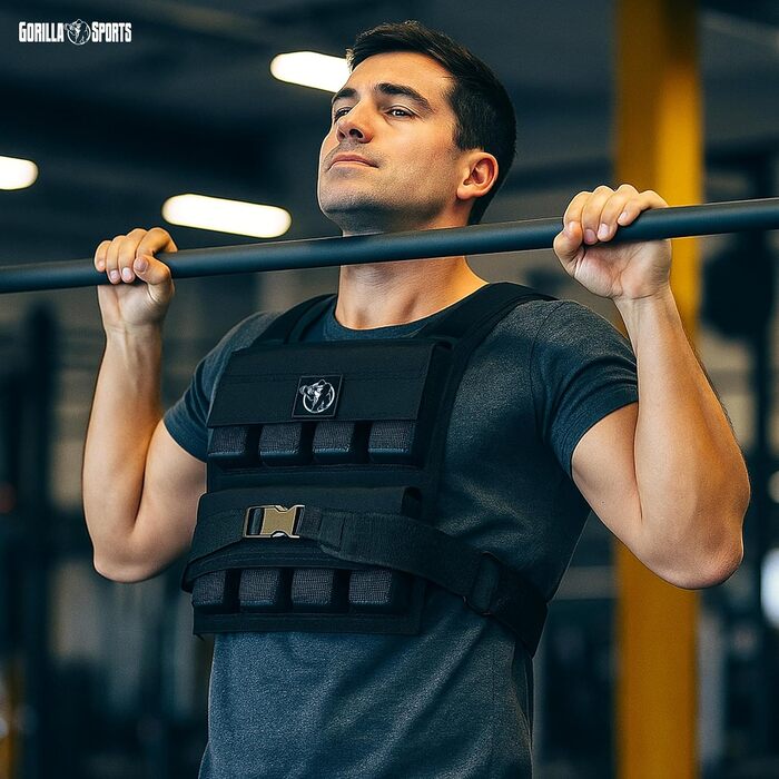 Вагінальна жилетка GORILLA SPORTS® 20 кг, регульована універсальна жилетка з обвагруженнями для бігу та тренувань, нейлон та TPE-піна, для чоловіків та жінок