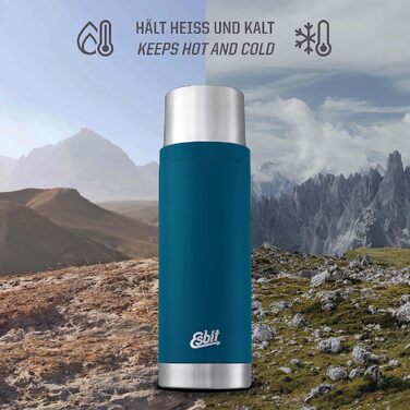 Термос Esbit Sculptor з нержавіючої сталі 1 л Polar Blue, для гарячих та холодних напоїв, без чохла