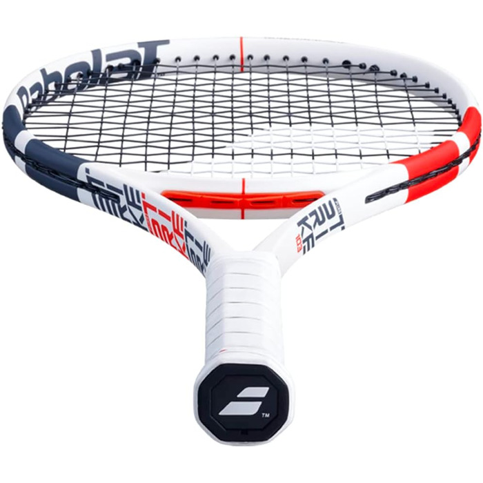 Тенісна ракетка Babolat Pure Strike 103 (3 покоління), натягнута, 16 г біла струна Babolat Syn Gut, середня натяжка, ручка 4 3/8