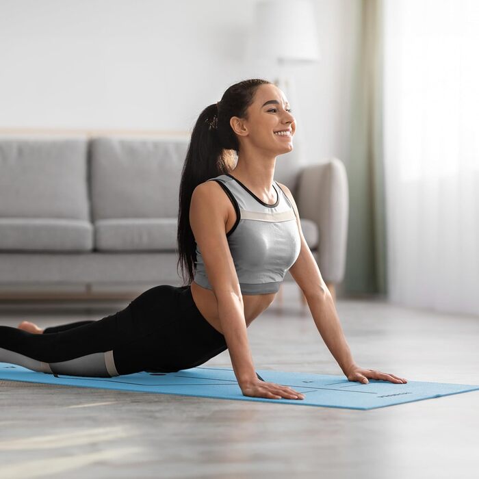 Йога мат PROIRON, неслизька, з розміткою, для йоги, фітнесу та спорту, блакитна