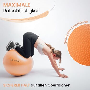 Гімнастичний м'яч KIANA SPORTS® для фітнесу та офісу – 4 розміри, антиковзаюча поверхня, з насосом та планом тренувань. Розмір M (до 170 см), перламутрово-білий