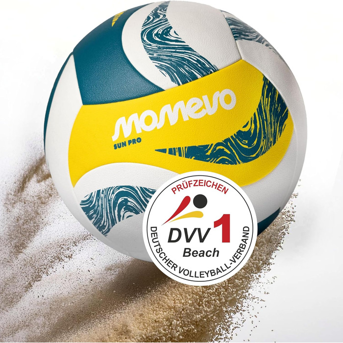 Волейбольний м'яч SunPro для пляжного волейболу, сертифікований DVV, розмір 5, м'яка мікрофібра, PU поверхня - для пляжного та вуличного спорту, подарунок (без насоса)