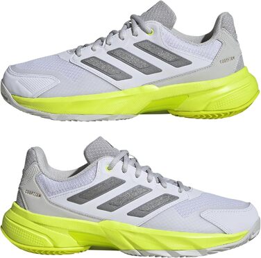 Жіночі тенісні кросівки adidas CourtJam Control 3 для глини, 42 EU, білий/металік/лимонний