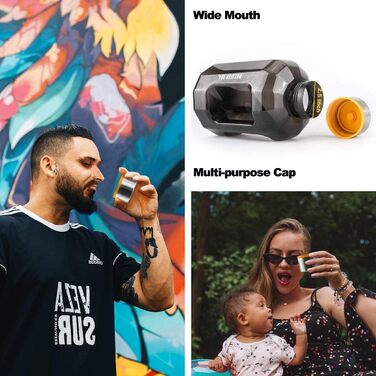 Спортивна пляшка для води Vennerli 2,5 л з ручкою та позначками часу, чорна, витокозахисна