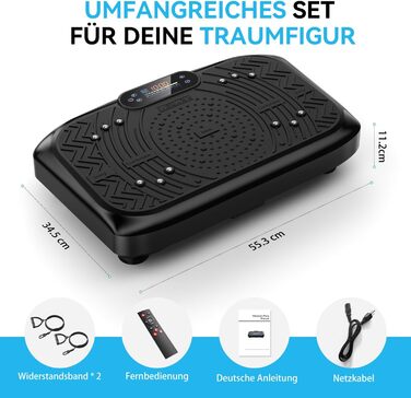 Віброплатформа з керуванням через додаток, пультом та LED-дисплеєм, до 220 кг, 199 рівнів вібрації для дому, Bluetooth, гуми для тренувань, 200W