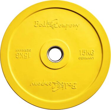 Гантельні диски Bad Company Olympia 50/51 мм, чавунні з гумовим покриттям, кольорове маркування, 2 x 15 кг (30 кг), пара або набір