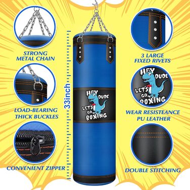 Дитячий боксерський мішок з підвіскою та рукавичками (блакитний, без наповнювача)