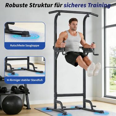 Багатофункціональний турнік Power Tower: стійка для підтягувань, брусів та вправ на прес, регульована висота, для домашнього тренажерного залу (Чорний)