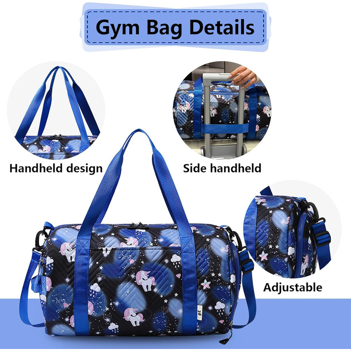 Спортивна сумка з єдинорогом, чорна – унісекс для тренувань та спорту