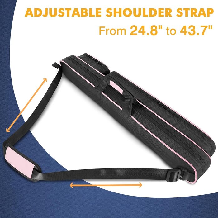 Чохол для більярдної кули (2x2) на 2 кули з кишенями на блискавці для аксесуарів, міцний, поліестер, з плечовим ременем та ручкою, м'який, для жінок та чоловіків (Рожевий/Чорний)