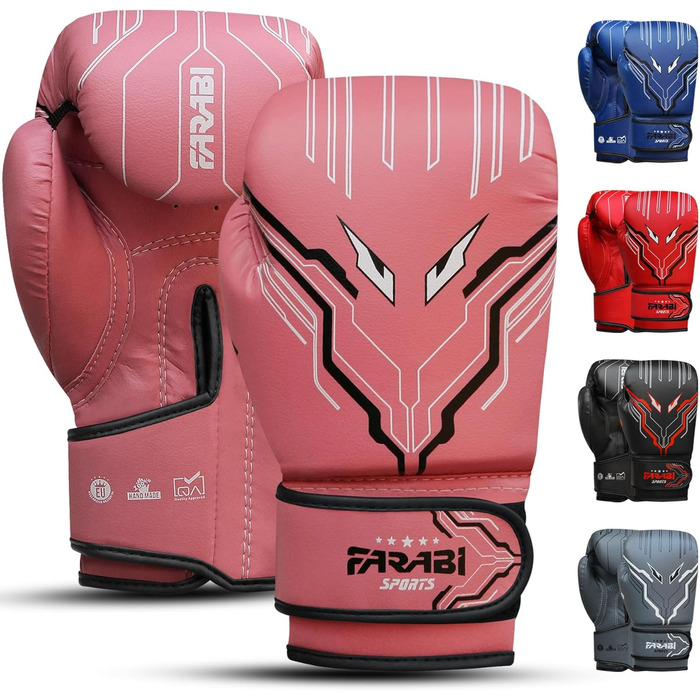 Дитячі боксерські рукавички Farabi Sports 6oz рожеві для хлопчиків і дівчаток, для боксу, MMA, муай-тай, тренувань та боксерського мішка, вік 5–10 років