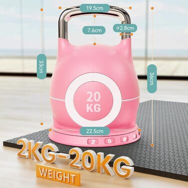 Кетлбел регульований 7 в 1, 20 кг (рожевий) для дому | Набір гантелей-кетлбелів для фітнесу | Спортивне обладнання для дому