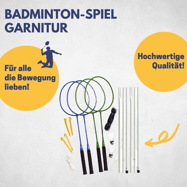 Набір для бадмінтону Best Sporting: сітка, 4 ракетки, 2 волани, сумка, для дорослих і дітей, для саду