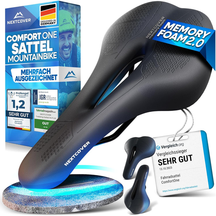 Оригінальне велосипедне сідло NEXTCOVER з Memory-Foam 2.0, ергономічне, комфортне для чоловіків і жінок, м'яке сідло для гірського велосипеда