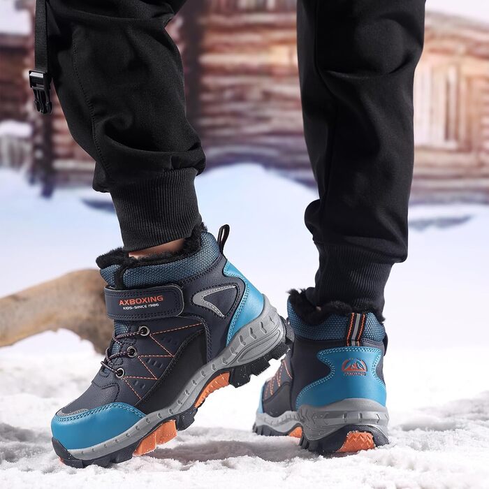 Зимові черевики для дітей TARELO - непромокаючі зимові черевики Mid, черевики для снігу, для хлопчиків/дівчаток, утеплені туристичні черевики, 32-39 (Сапфіровий, 36 EU)