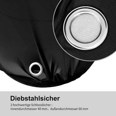 Водонепроникний чохол для мотоцикла WOLTU з тканини Oxford 210D, захисний тент від дощу, пилу та UV-променів з отворами для замків, 245×105×125 см, чорний