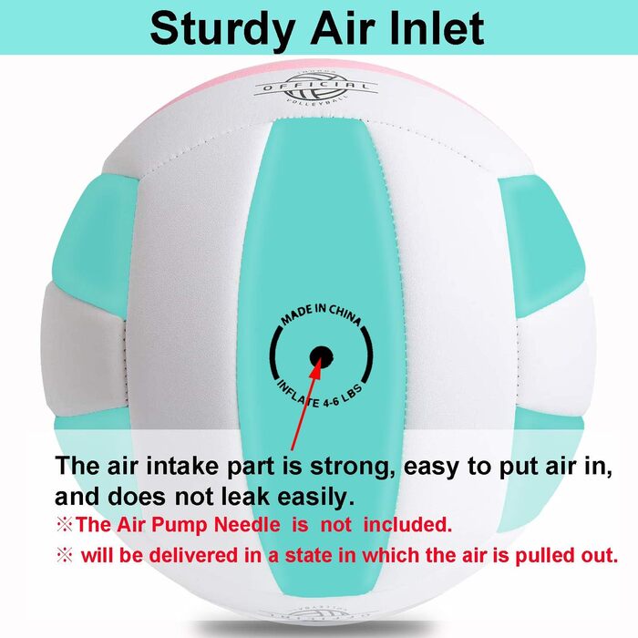 М'яч для волейболу EVZOM Super Soft - розмір 5, для пляжу, залу, басейну, тренувань - рожево-блакитний