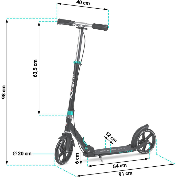 Міський самокат SOKE Cityroller чорно-блакитний - для дорослих та підлітків