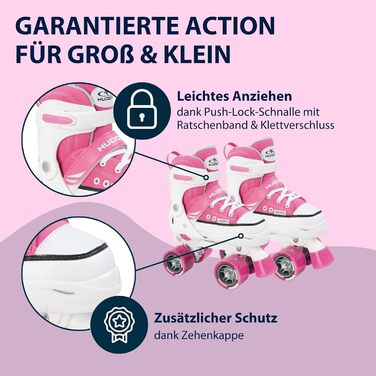 Роликові ковзани Hudora Pink/Schwarz, регульовані, ABEC 3, для дітей та підлітків, 32-35, з нейлоновим черевиком та алюмінієвим шасі