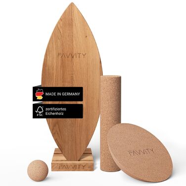 Балансборд з дуба, ручної роботи, FAVVITY® | Сертифікований FSC, з тренувальним додатком | Для дорослих та дітей