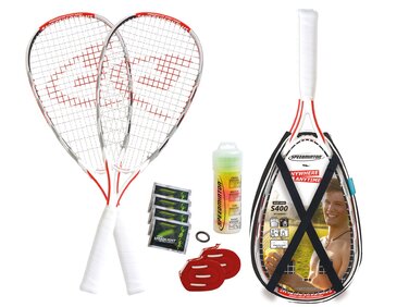 Speedminton S400 Pro Set: Набір для кросмінтону з карбоновими ракетками та 5 воланами, поле, сумка