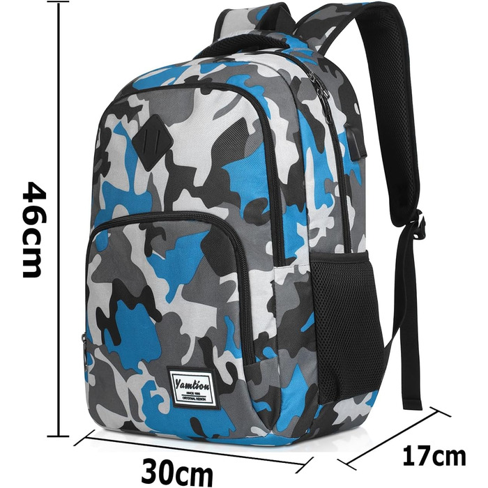 Рюкзак для ноутбука YAMTION 35L з USB-портом, водонепроникний, для чоловіків і жінок, для школи