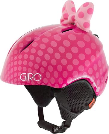 Дитячий шолом Giro Launch Plus 2019 рожевий з бантом та горохом
