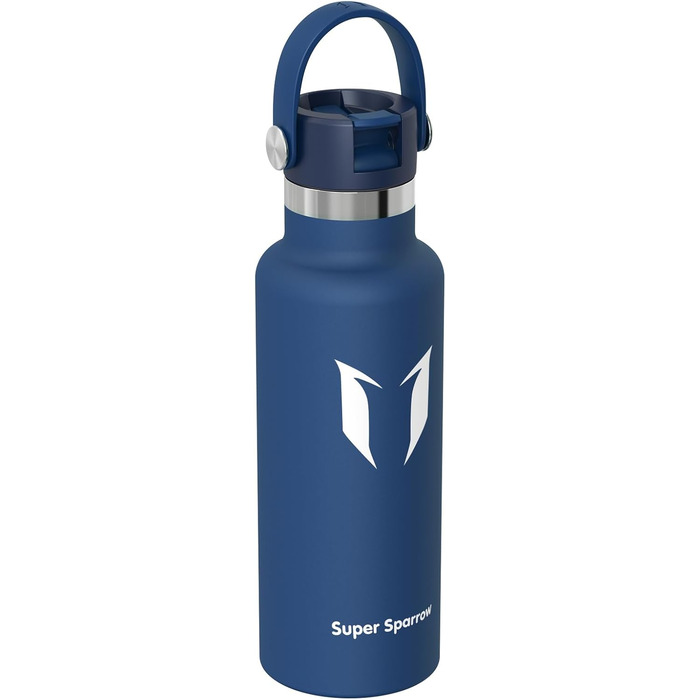 Термокружка-термос Super Sparrow з нержавіючої сталі з трубочкою - 350мл, 500мл, 750мл, 1л, 1.2л. Без BPA. Для спорту, подорожей, школи, активного відпочинку. Колір: блакитний (чорниця)