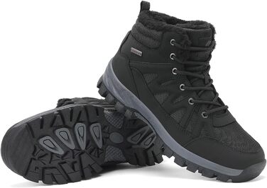 Чоловічі зимові черевики FLARUT: тепла підкладка, для хайкінгу, трекінгу, снігових прогулянок, чорний, 46 EU