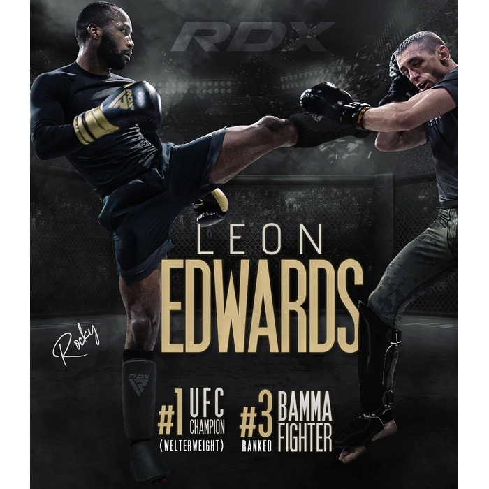 Захисники для ніг RDX для кікбоксингу, тайського боксу, ММА, муай-тай. Захист для ніг, чоловічі та жіночі, повний захист, чорний колір.