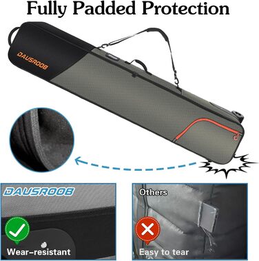 Чохол для сноуборду/лиж з колесами, 1680D Oxford, водонепроникний, для подорожей літаком, 164 см