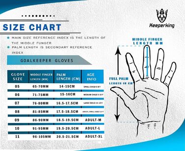 Футбольні воротарські рукавички Keeperking для дітей, підлітків та дорослих. Без захисту пальців, 4 мм латекс, довга долоня, унісекс, чорний.