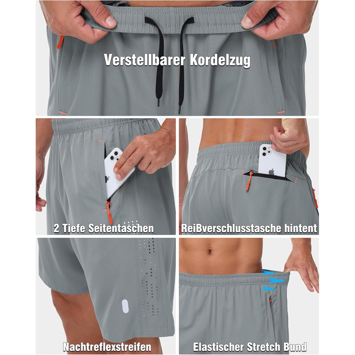 Чоловічі спортивні шорти для фітнесу та занять спортом (2 шт.) - чорний/світло-сірий, XXL