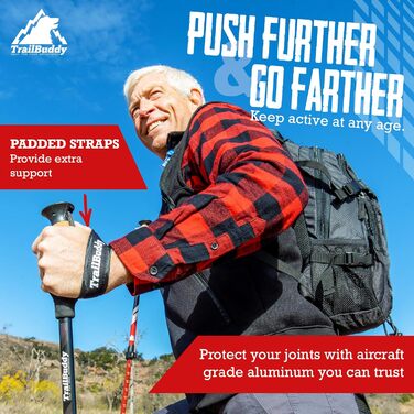 Трекінгові палиці TrailBuddy - Легкі, розкладні палиці для хайкінгу, сноушуінгу та бакпекінгу (пара) - фіолетовий/сливовий, алюміній 7075, ручка з корку