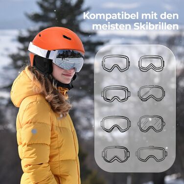 Шолом для сноуборду Skihem для чоловіків та жінок, з вентиляцією, полікарбонат, захист обличчя, оранжевий, розмір M