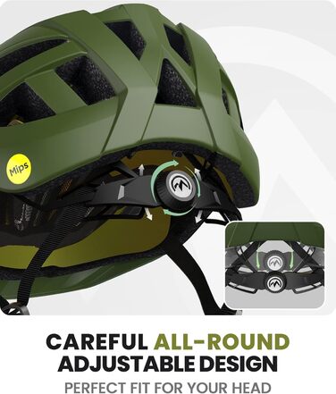 Велосипедний шолом OutdoorMaster MIPS, змінна підкладка, вентиляція, для підлітків і дорослих, гірський та шосейний, 59-61 см, зелений