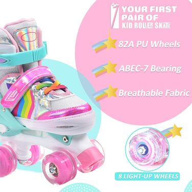 Ролики дитячі ERNAN, регульовані, світлодіодні, для дівчаток та хлопчиків, підходять для початківців, ідеальні для подарунків на Різдво та день народження, кольорові