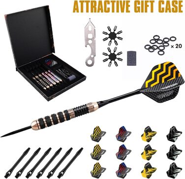 Дарти Turnart Metallspitze - Професійний набір дротиків 6 шт (22/24 г) з латунними корпусами та сталевими наконечниками