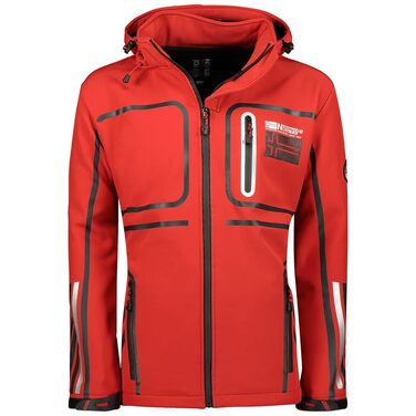 Чоловіча тактична куртка Geographical Norway Romano — водонепроникний віндбрейкер з капюшоном для походів та активного відпочинку, червона (XL)