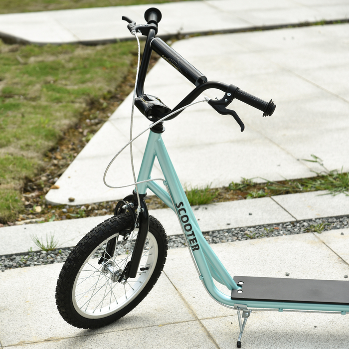 Дитячий самокат HOMCOM Скутер Складаний Kick Scooter з пневматичною шиною та ручним гальмом, Міський самокат, пригоди для дітей від 5 років, 16 дюймів | Аосом