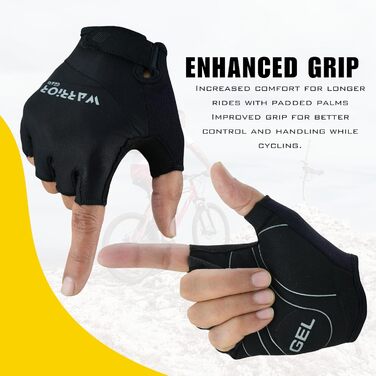 Фінґерлеси велорукавички для чоловіків M чорного кольору – Легкі, з гелевою підкладкою, неслизькі