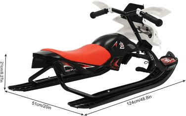 Слалом-санчата з гальмами та ручкою для дітей та дорослих, 80 кг, червоно-білі