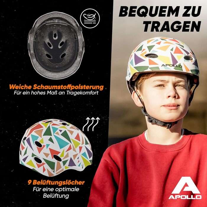 Шолом для скейтборду, самокату, BMX Apollo, регульований, для дітей і дорослих, L/XL (56-61 см), трикутний дизайн